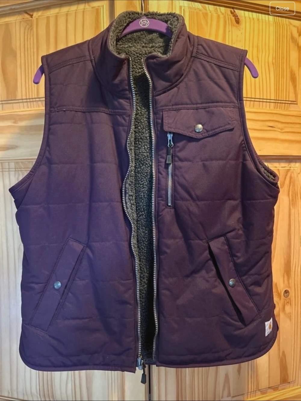 Quilted Carhartt Women's reversible Vest  in Deep Plum. Size M
